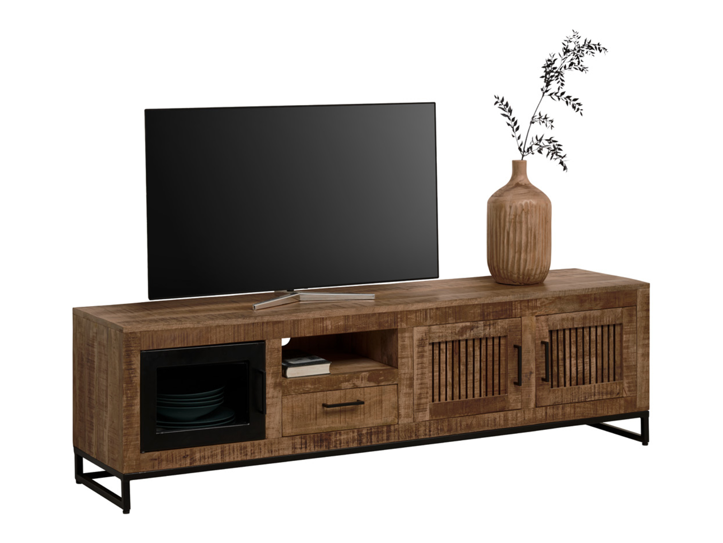 Szafka RTV Heritage 175 cm z 3 drzwiami i szufladą mango