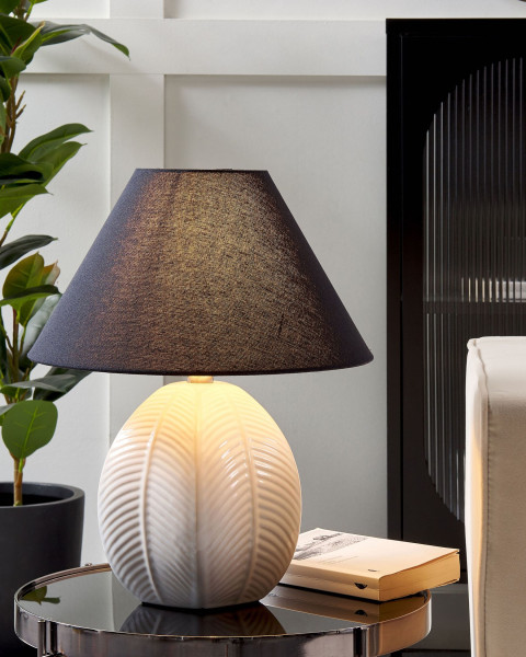 Lampa stołowa ceramiczna beżowa