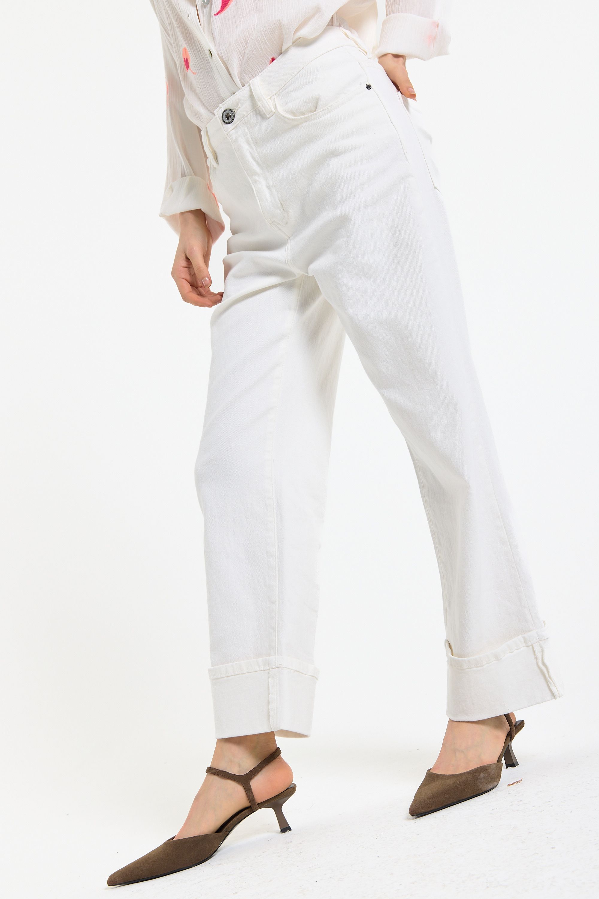 House of Holland Off-White Wide Leg Jeans