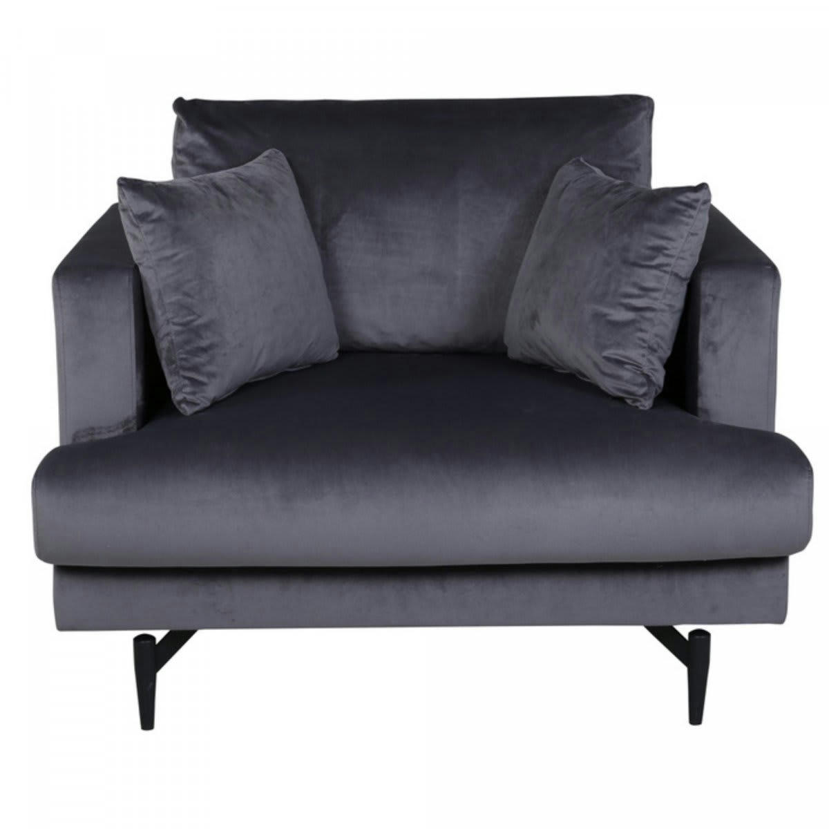 MANU - Fauteuil minimaliste gris foncé en velours