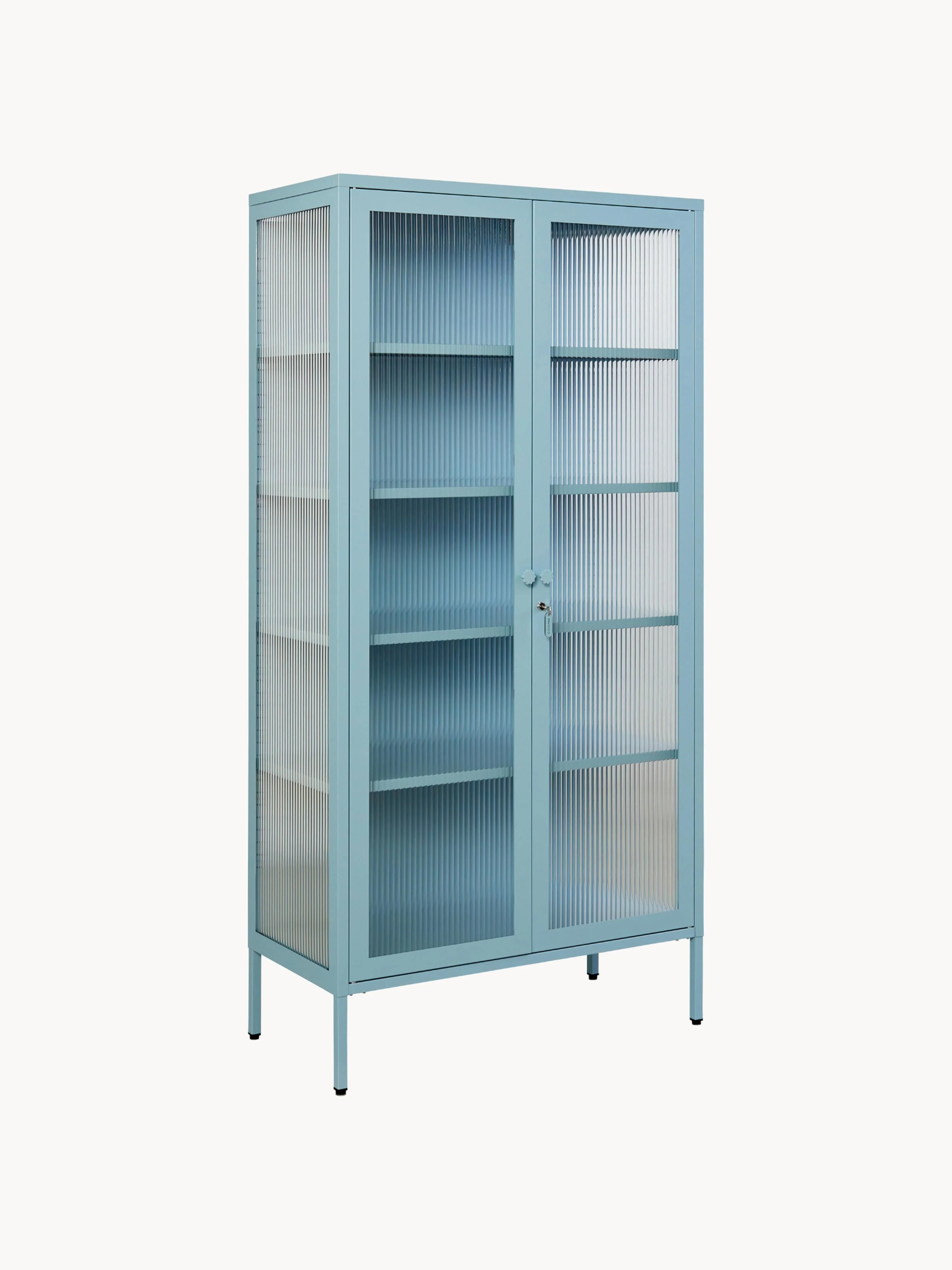 Metall-Vitrine The Collector mit geriffeltem Glas