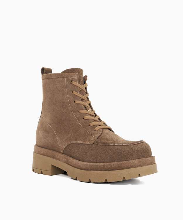 Pennington Taupe - Suede Chunky Lace Up Boots