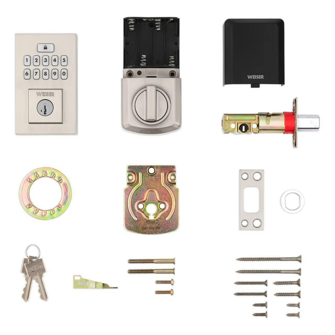 Weiser Smartcode Contemporary Keypad Electronic Deadbolt Door Lock, Satin Nickel