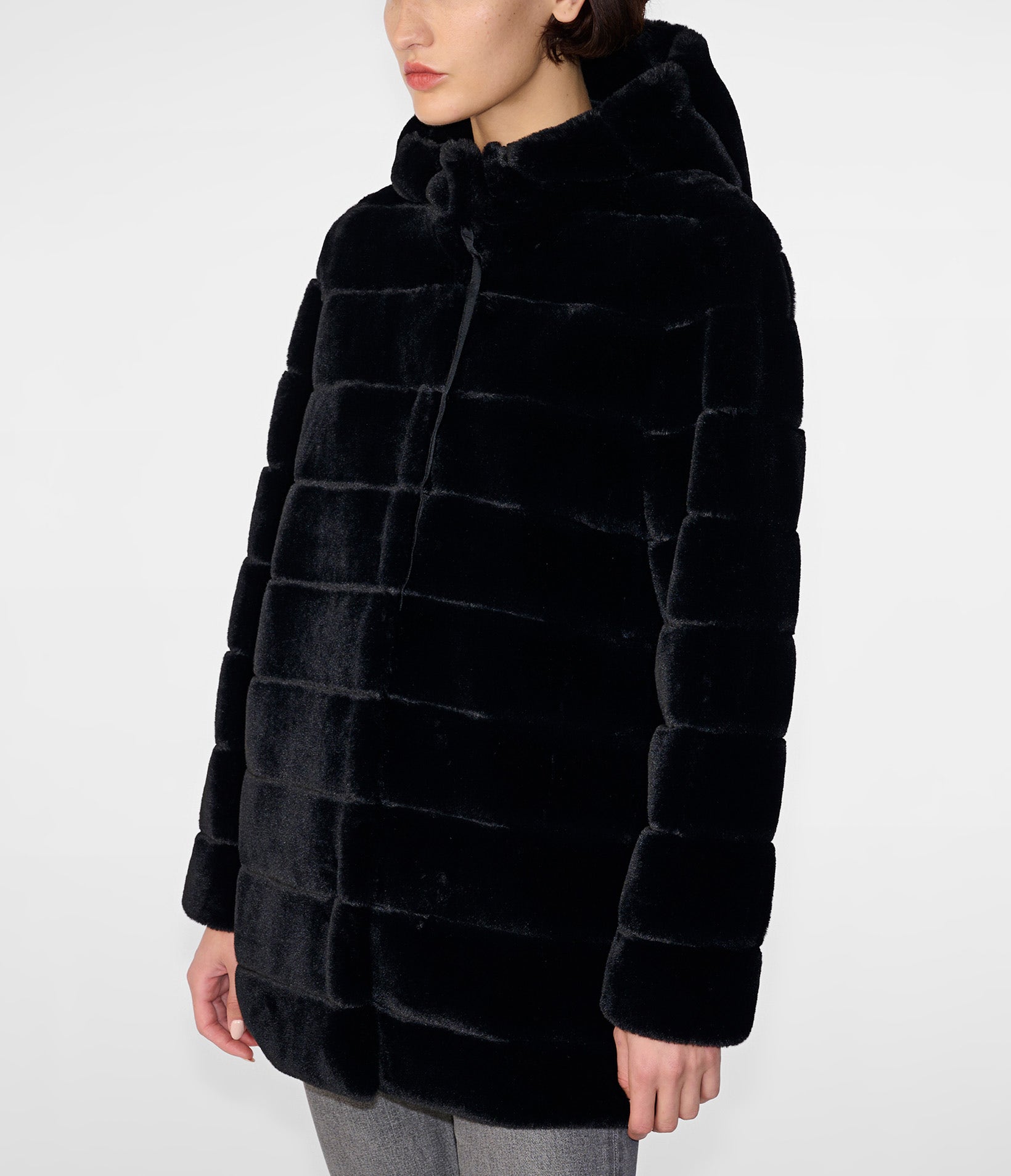 Hooded Faux Mink Coat