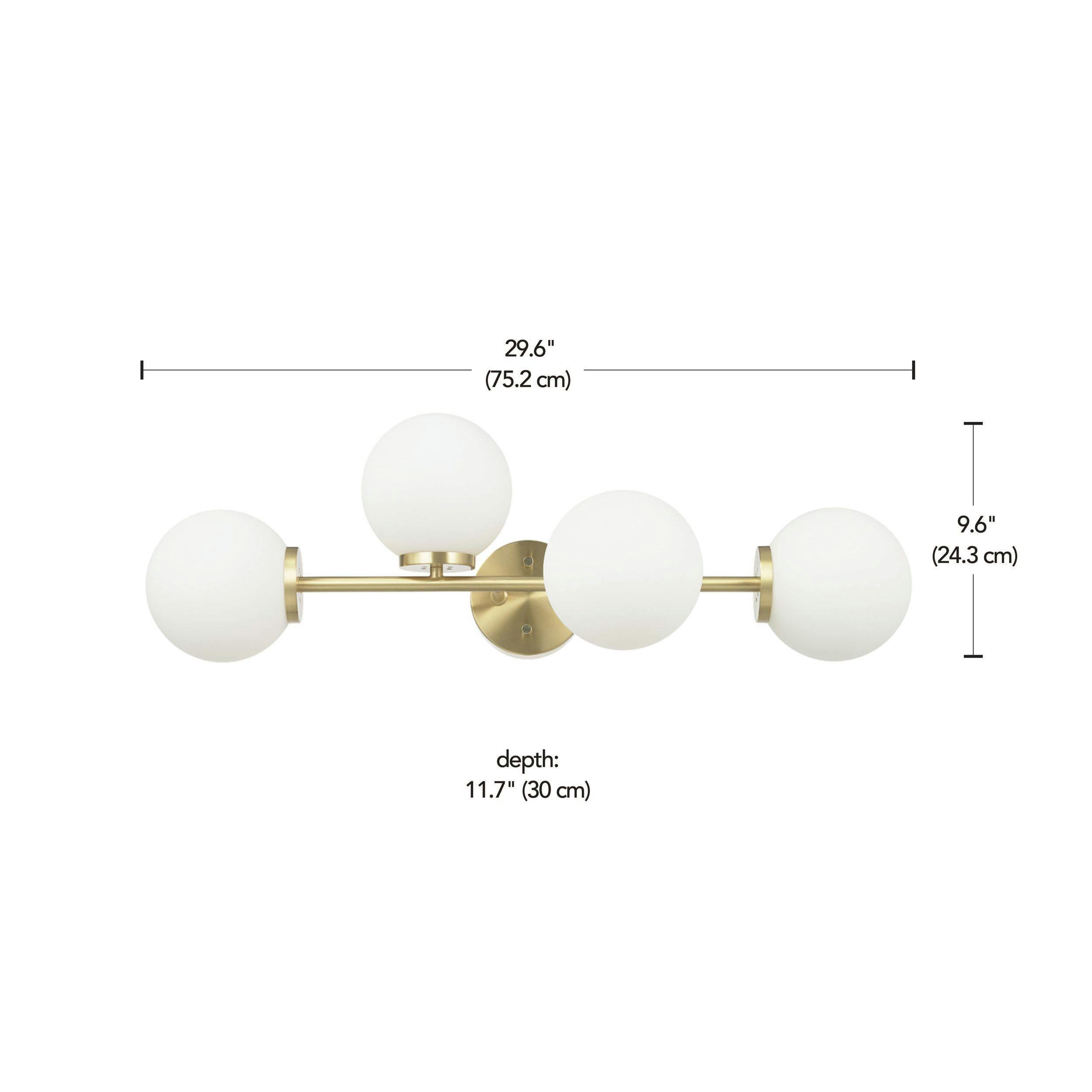 CANVAS Abbeyglen 4-Light Vanity Light with Frosted Opal Glass Shades, Matte Brass