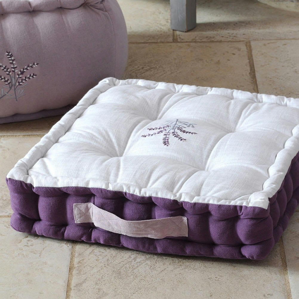 CAVAILLON - Coussin de sol blanc coton 45x45cm