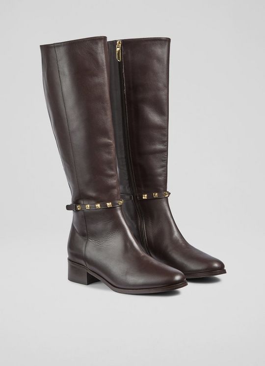 StevieBrown Leather Knee Boots
