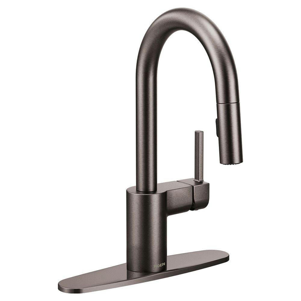 Moen® Align Single Handle High Arc Pull Down Spot-Resist Sprayer Kitchen Faucet with Power Clean, Black Stainless Steel