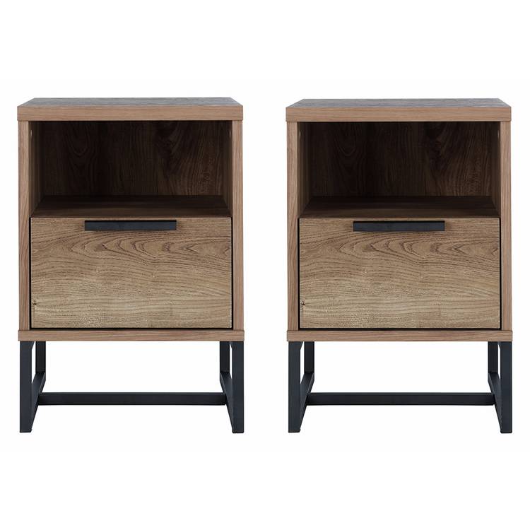 Habitat Nomad 1 Drawer Set of 2 Bedside Tables - Oak Effect