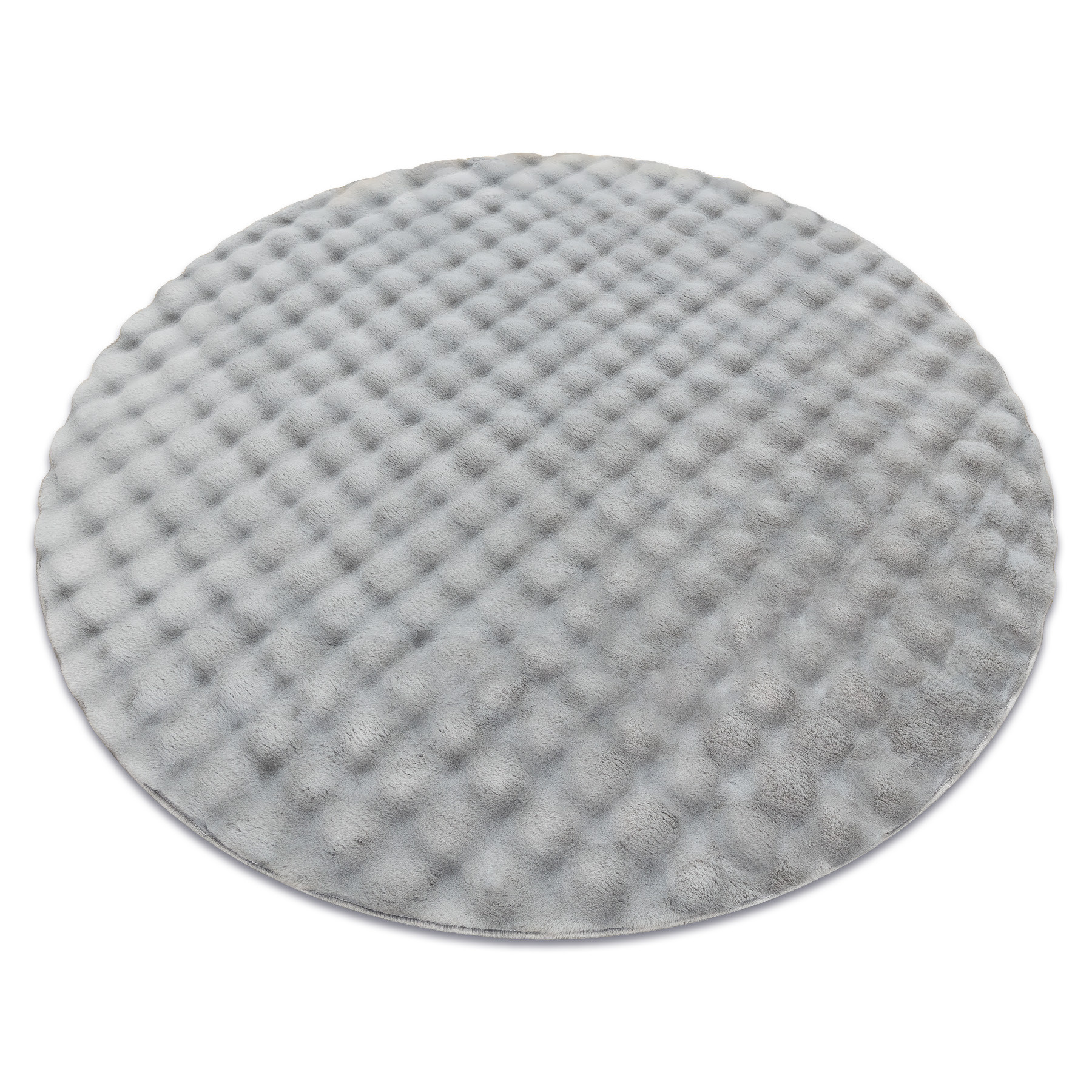 Dywan BUBBLE srebrny 21 IMITACJA FUTRA KRÓLIKA strukturalny 3D koło 100 cm