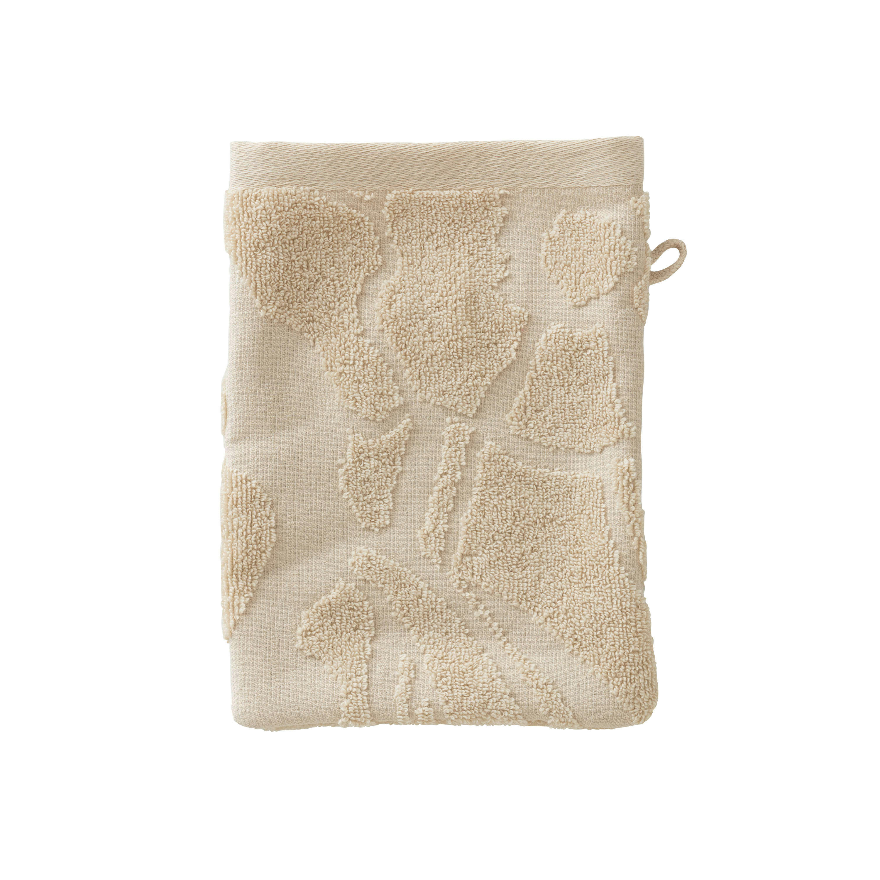 GISELE - Gant de toilette bouclette ciselé uni beige 15 x 21 cm