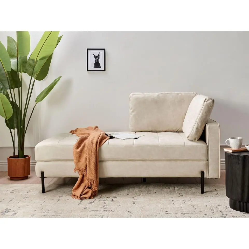REBAIS - Chaise longue - Lichtbeige - Rechtszijdig - Kunstleer