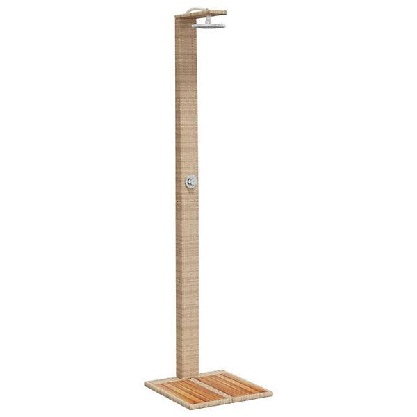 Douche d extérieur beige 50x55x224cm résine tressée bois acacia
