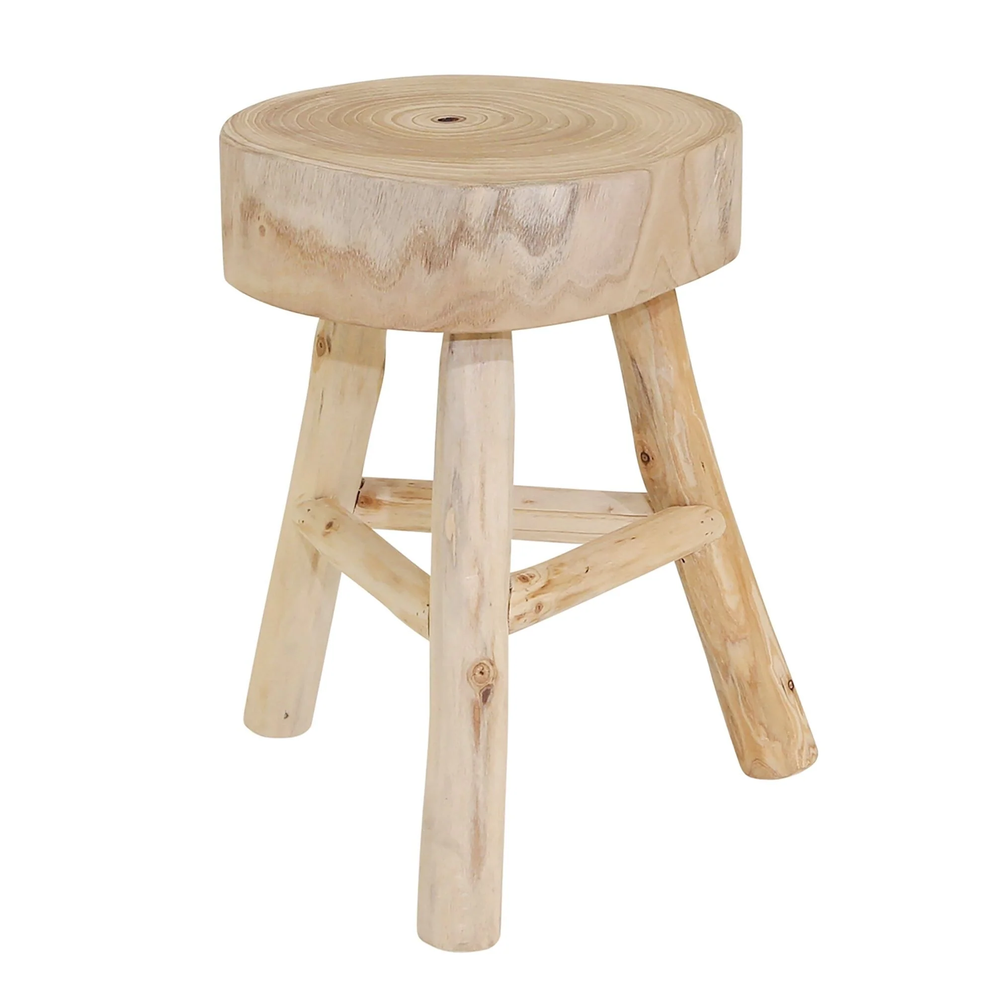 16 Ivory and Beige Wooden Accent Stool