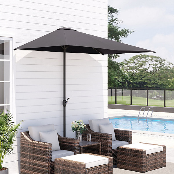 Demi-parasol 230 cm - parasol de balcon terrasse - manivelle