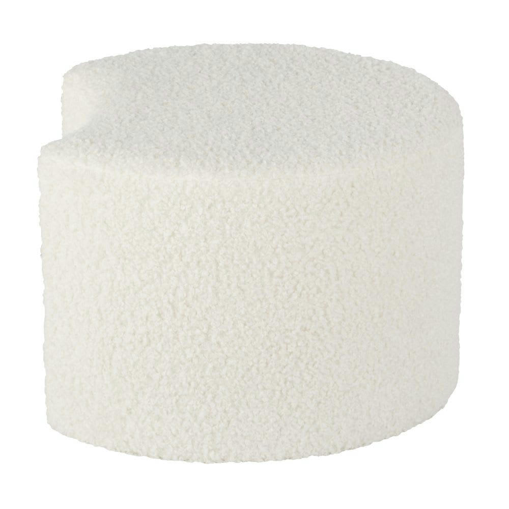 - Pouf tissu écru effet laine bouclée