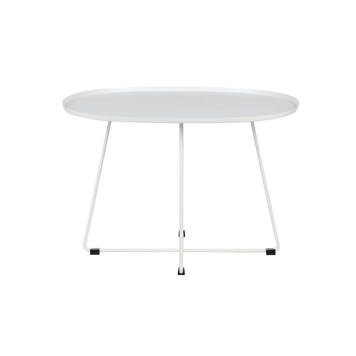SIHO - Table basse design minimaliste ovale métal blanc