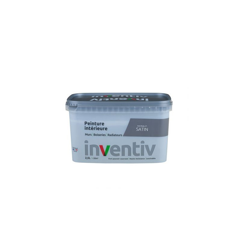 Peinture pour mur boiserie radiateur Gris Perle n°1 satiné 2,5 L INVENTIV