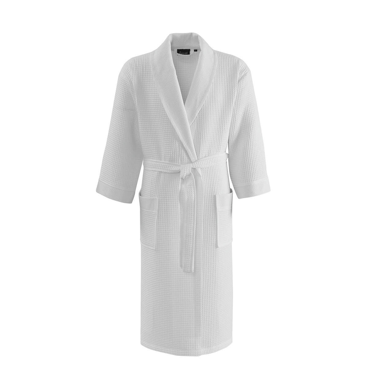 SPA - Peignoir long nid d'abeille col chale Blanc XL