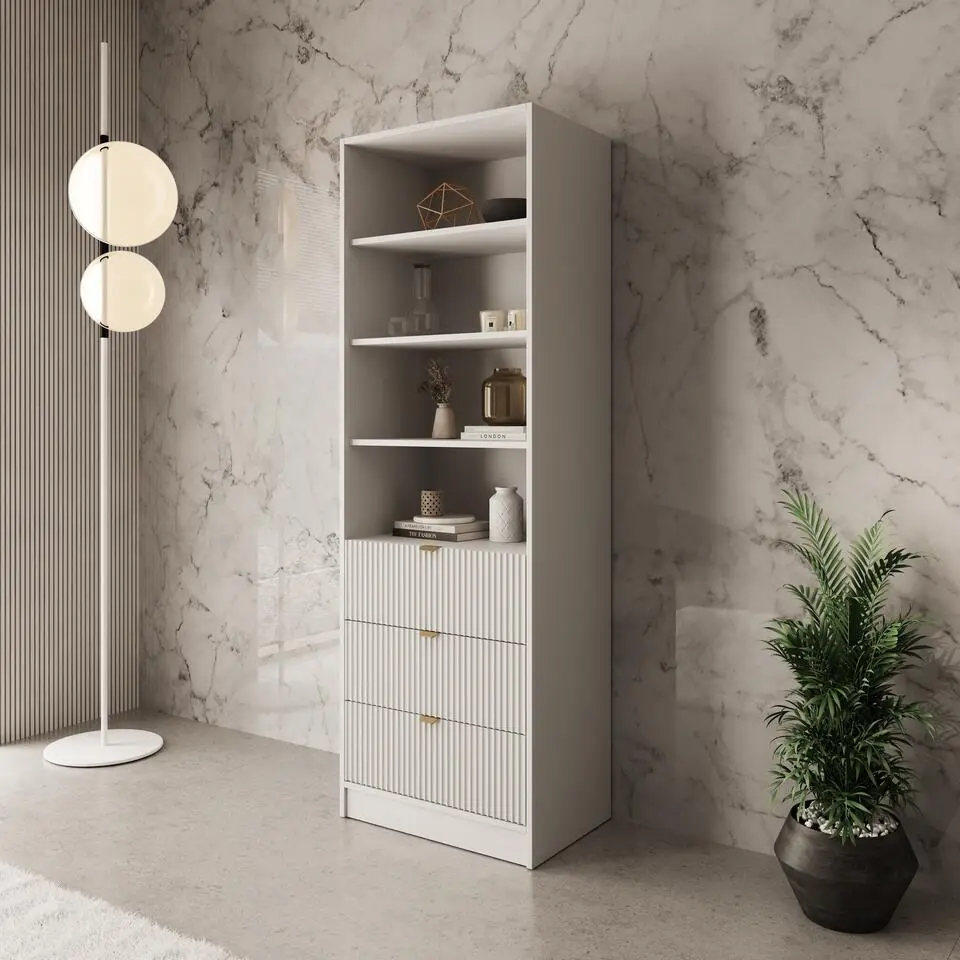 Meubella - Tavares - Boekenkast - Wit - 60x40x180 cm