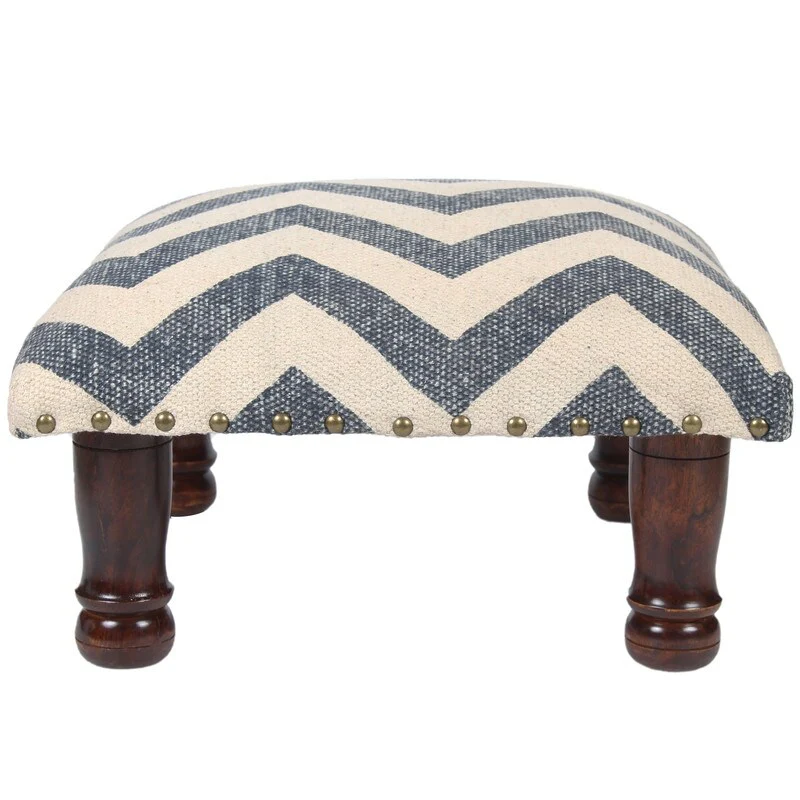 HERAT ORIENTAL Handmade Kilim Upholstered/Cushioned Wood Footstool