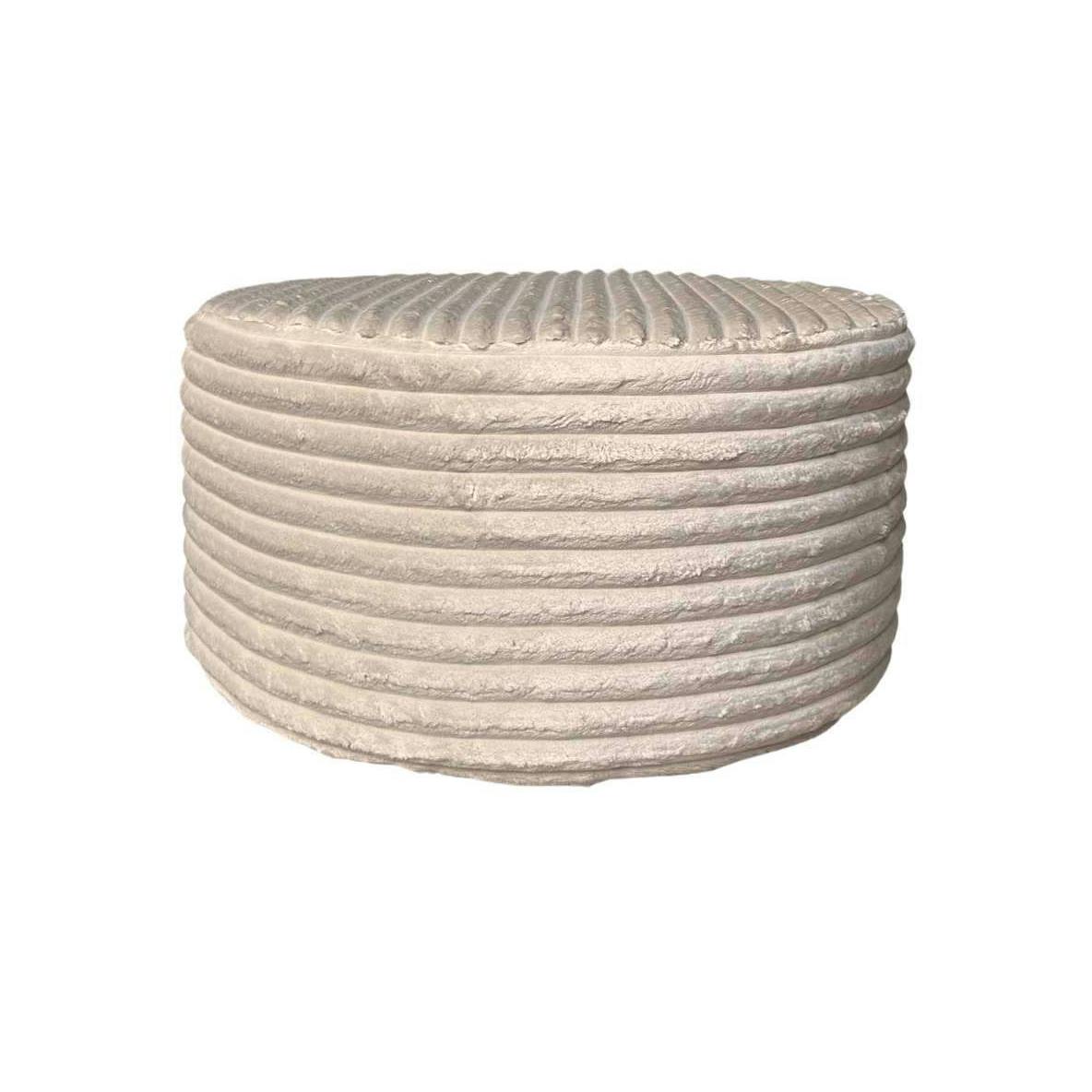 Pouf rond beige en velours côtelé Ø80 cm RIVOLI