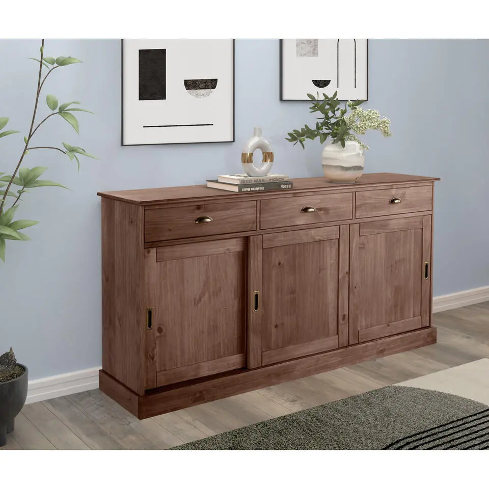 Harry - Dressoir met 3 deuren en 3 laden bruin gelakt grenen