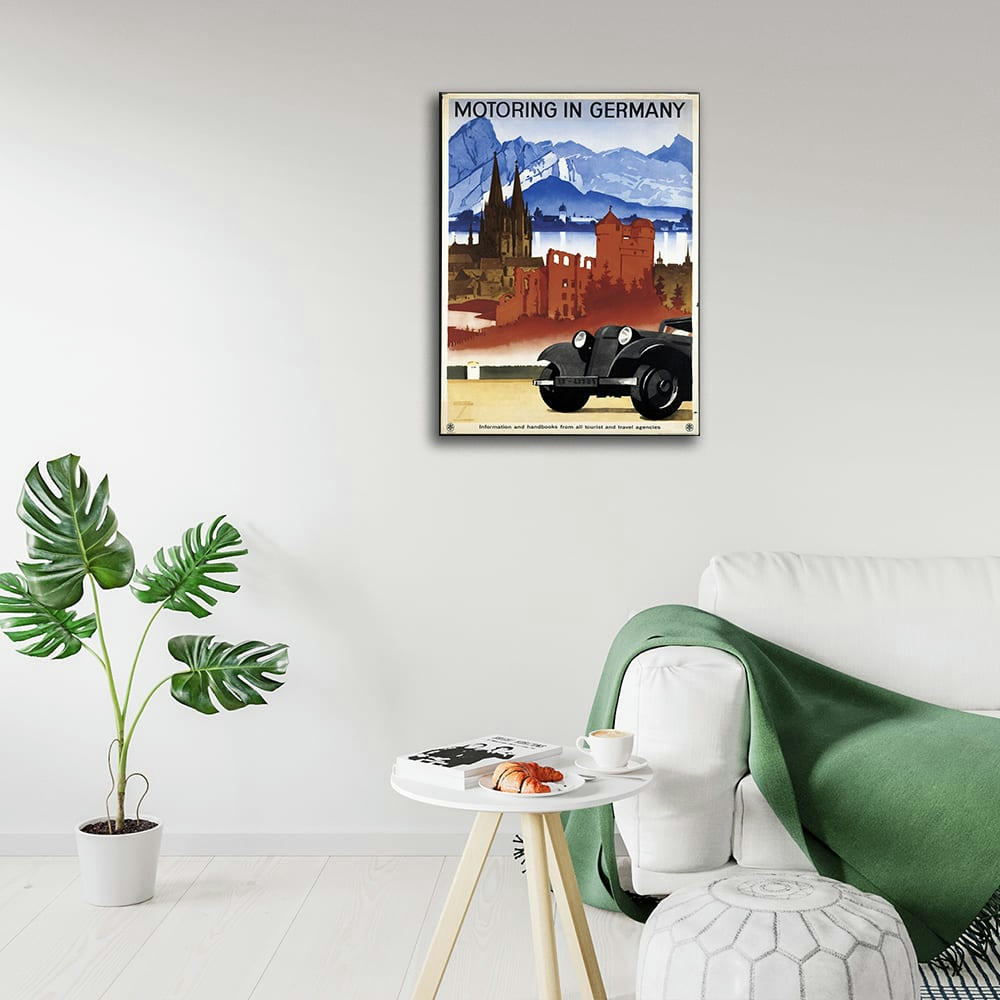 - Tableau affiche touristique vintage Motoring In Germany 50x70cm