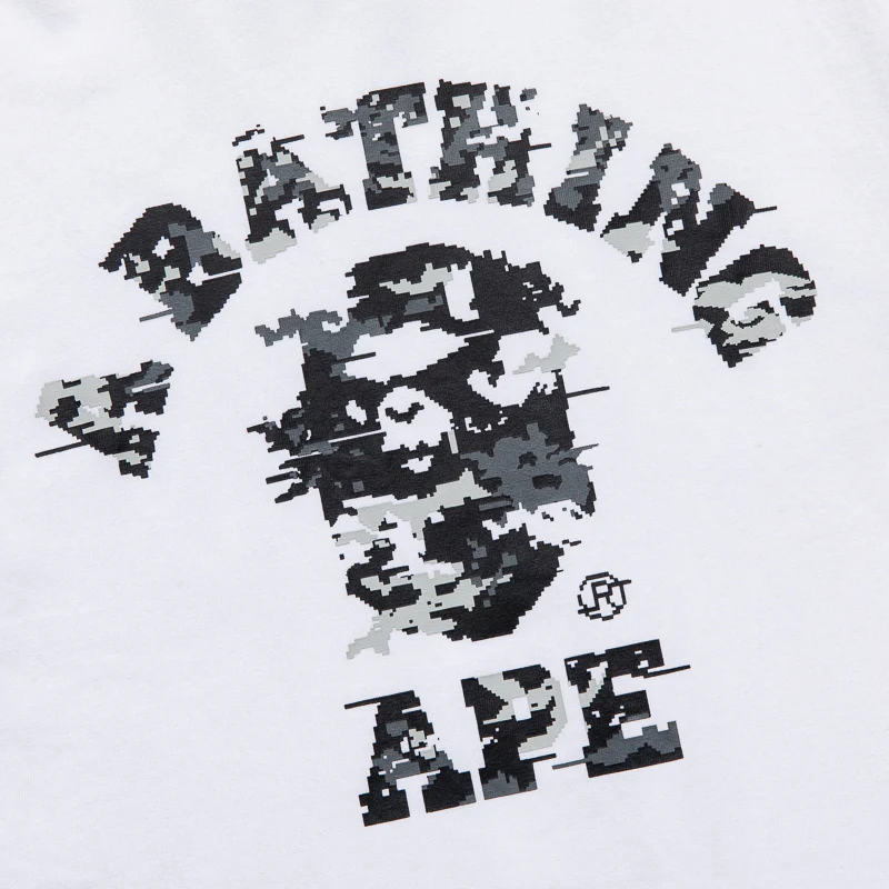 A Bathing Ape Multi Pixel Camo College Tee - White/Black
