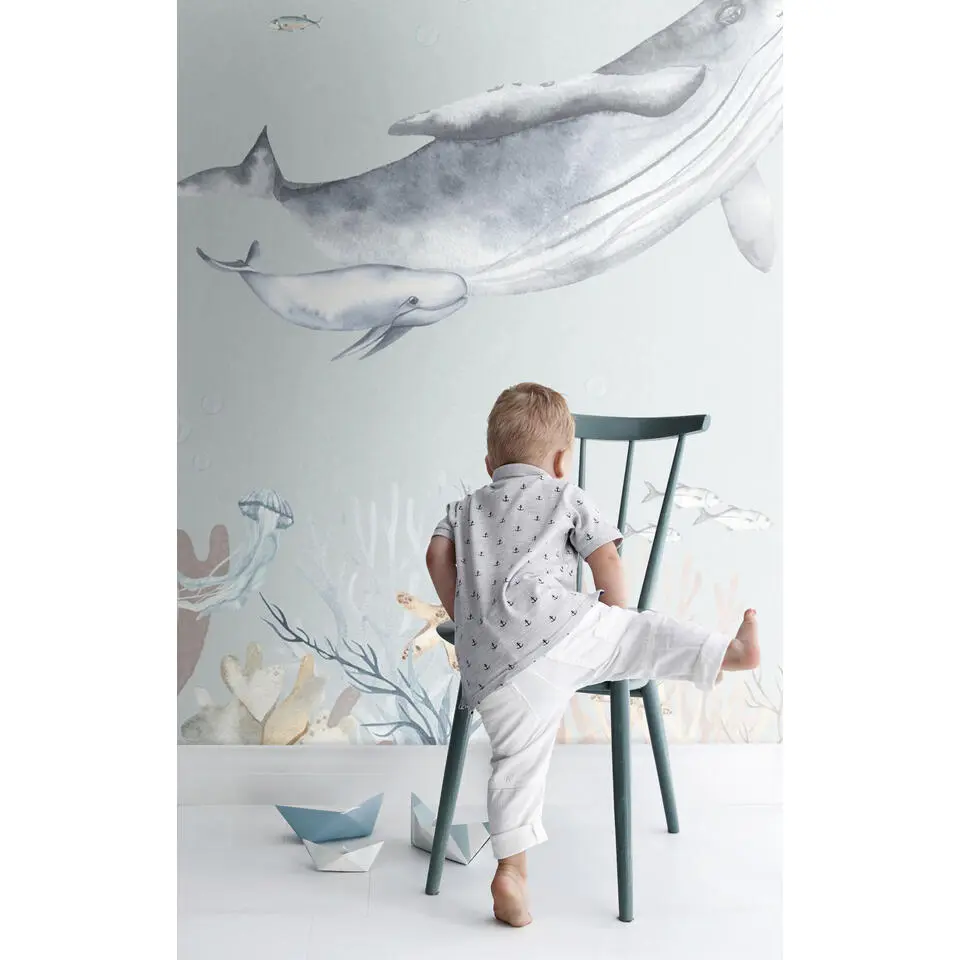 ESTAhome fotobehang onderwaterwereld vergrijsd blauw - 250 x 279 cm