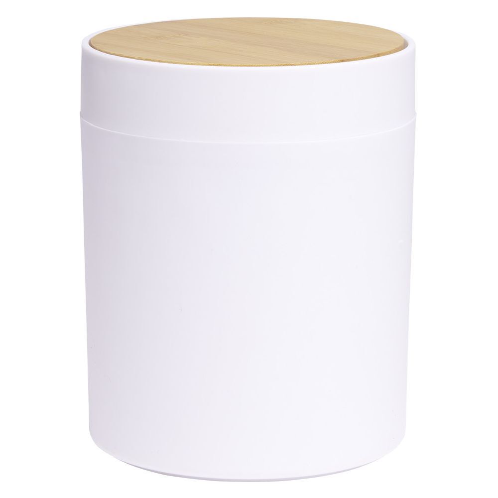 Poubelle à coton ronde métal blanc Ø13,7xH17,3cm 2,5L