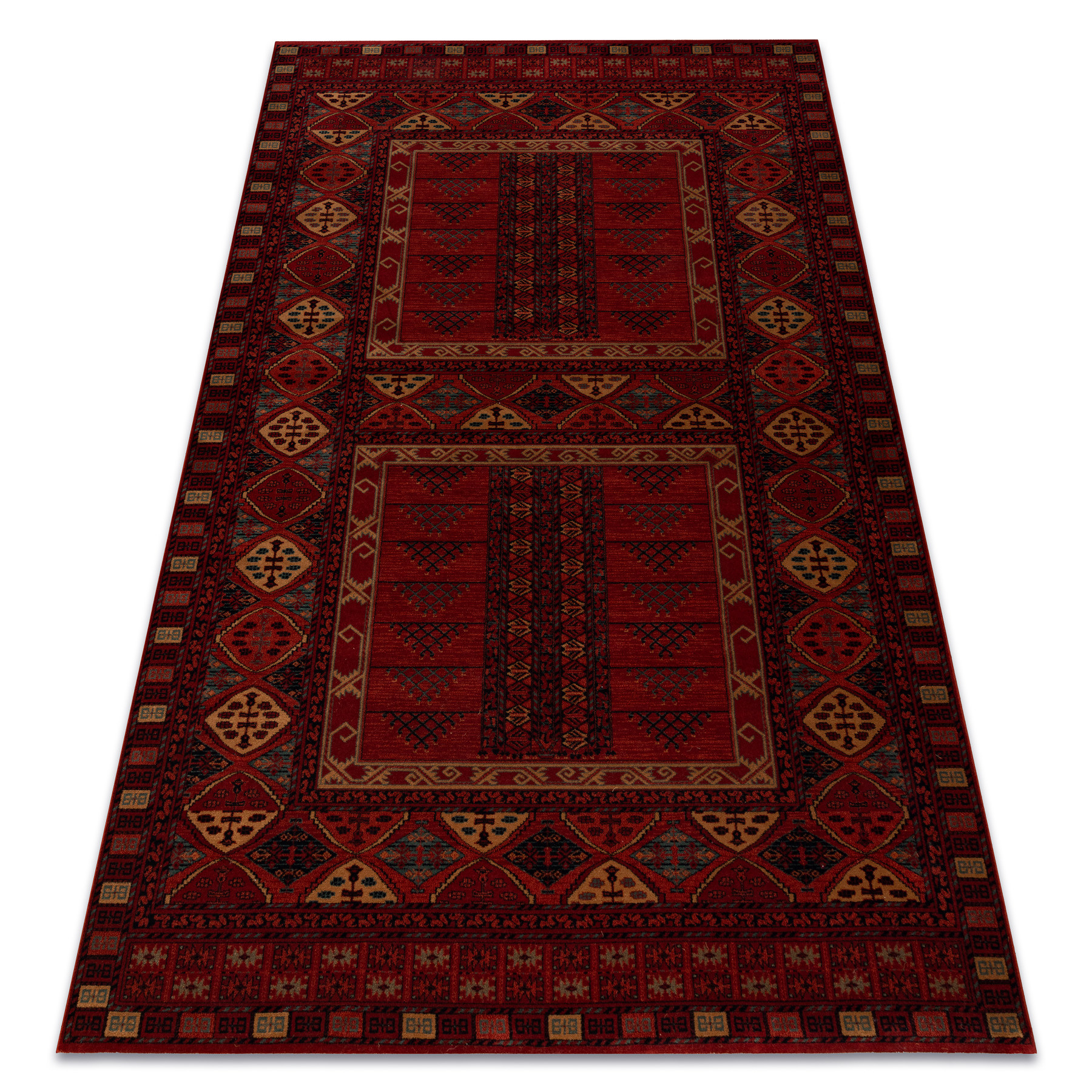 Dywan wełniany KASHQAI 4346 300 orientalny, geometryczny bordo 120x170 cm