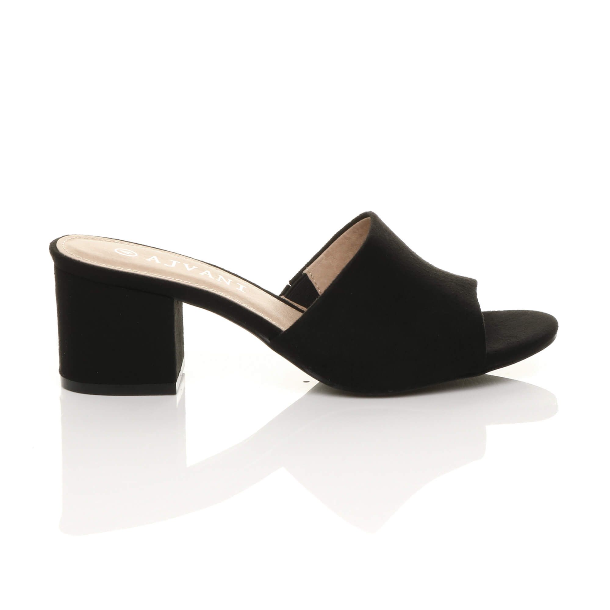 AJVANI Mid Block Heel Peep Toe Mules Sandals
