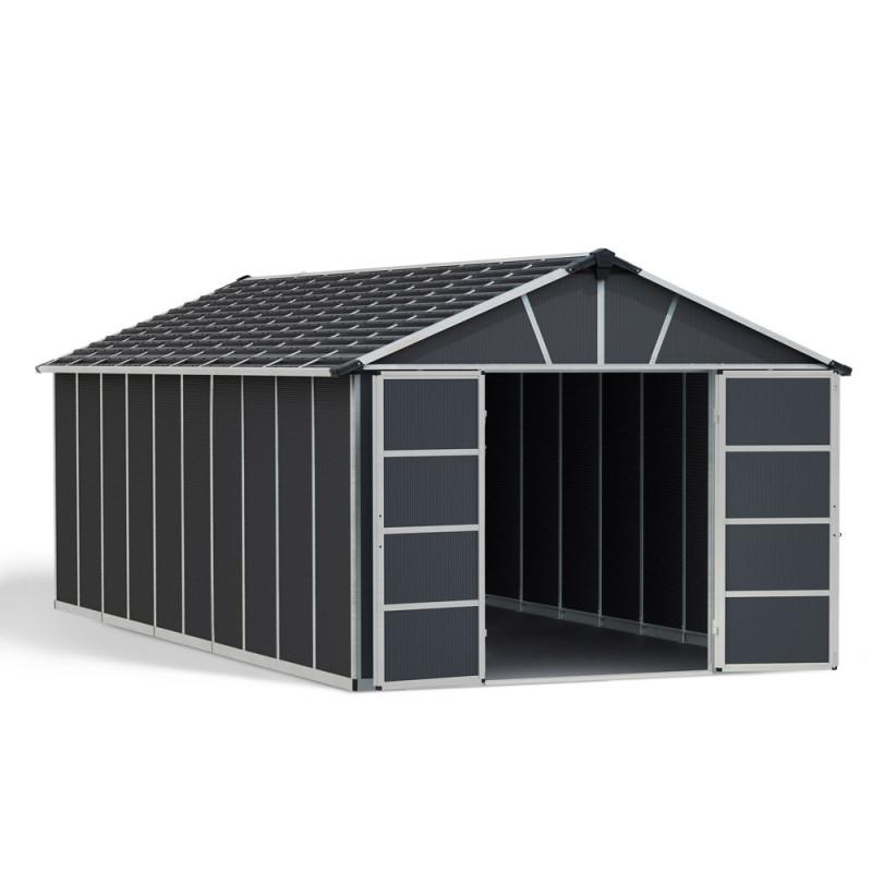 Abri de jardin en résine Yukon gris 3,32 x 6,43 x 2,52 m CANOPIA