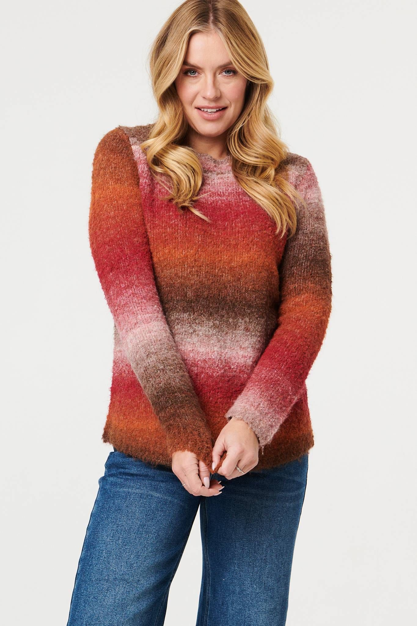 Izabel London Striped Textured Slim Fit Jumper