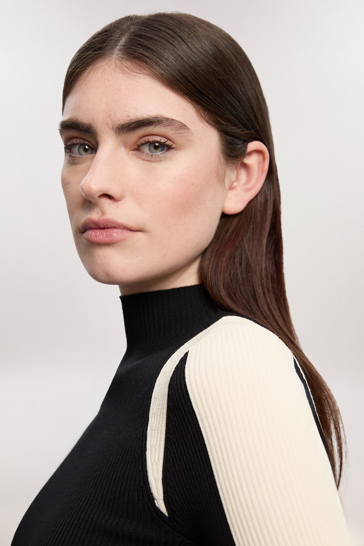 KarenMillen Petite Rib Knit Colour Block Top