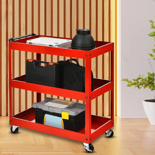 SOGA 2-Pack 3-Tier Red Tool Storage Carts