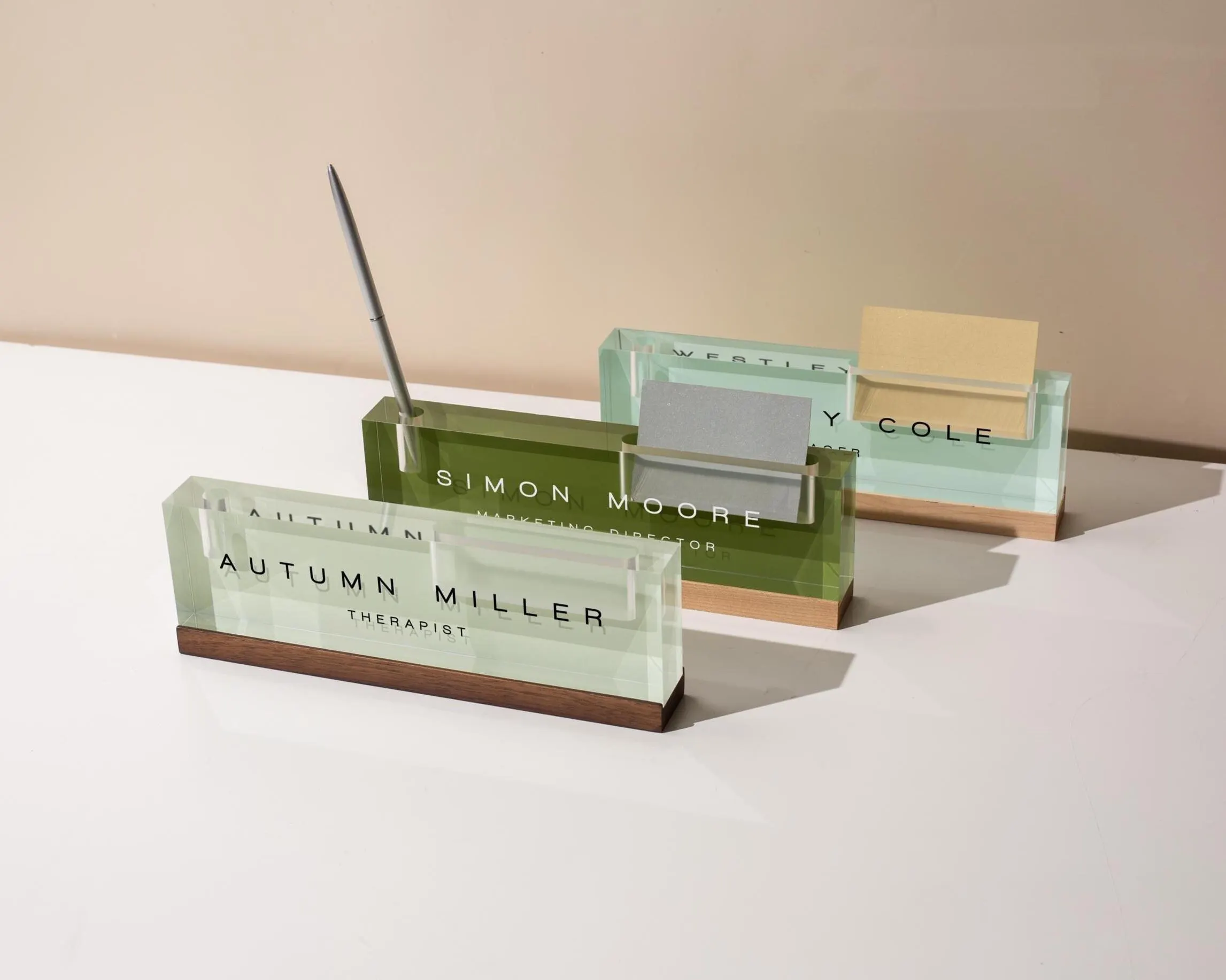 Pastel Acrylic Name Block w/ Slots (D3) - Custom Job Title Office Desk Company Staff Sign Realtor Doctor CEO Graduation Promotion Gifts