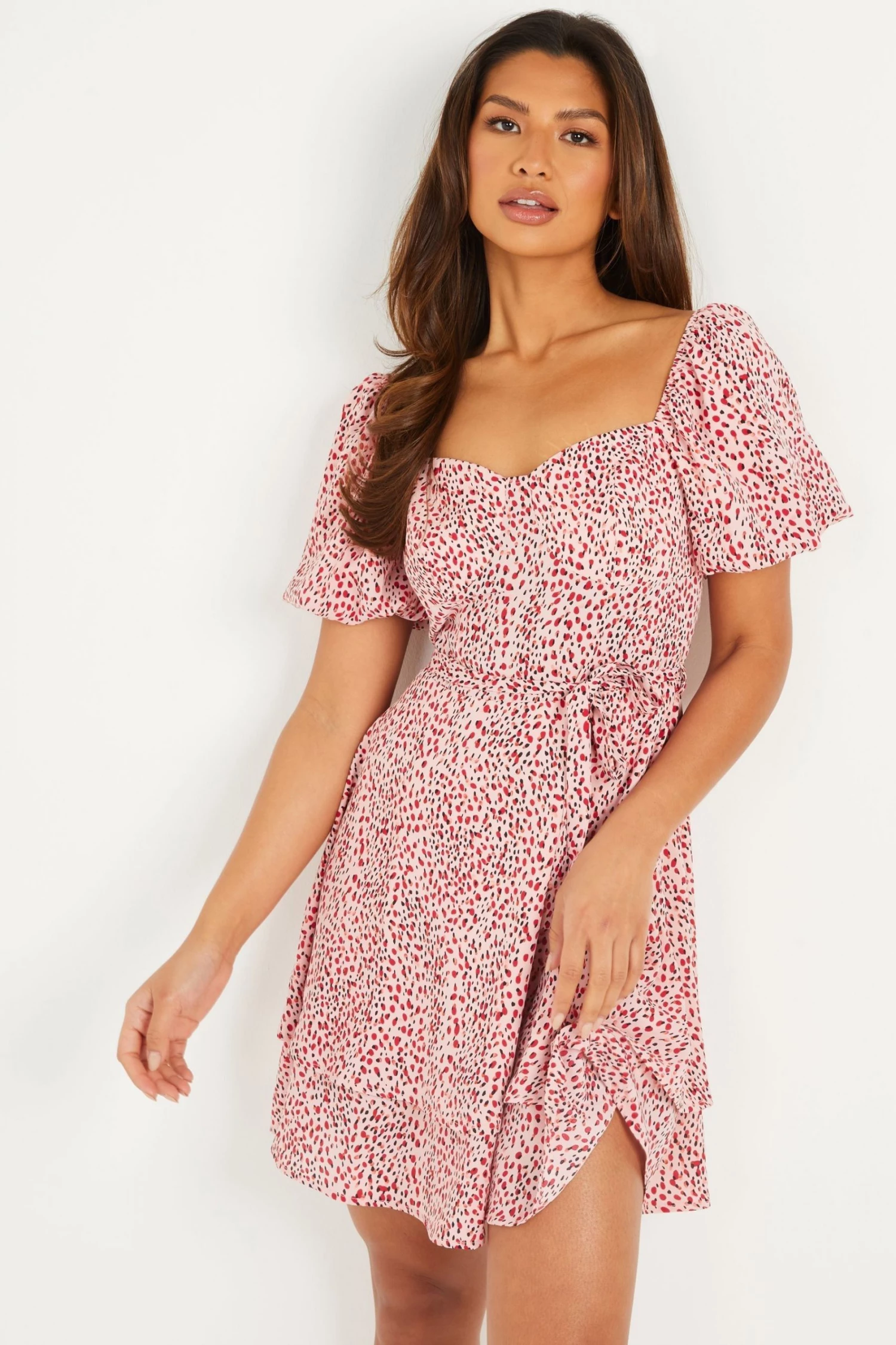 Quiz Pink Animal Print Sweetheart Skater Dress