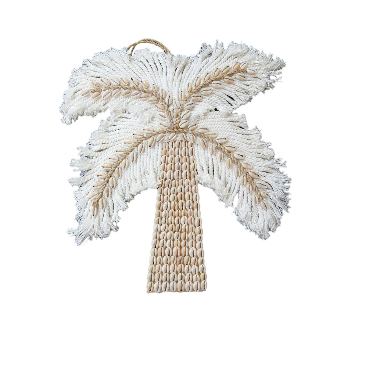 PALMA - Décoration murale en cotton et coquillages, blanc H36 cm x L26 cm