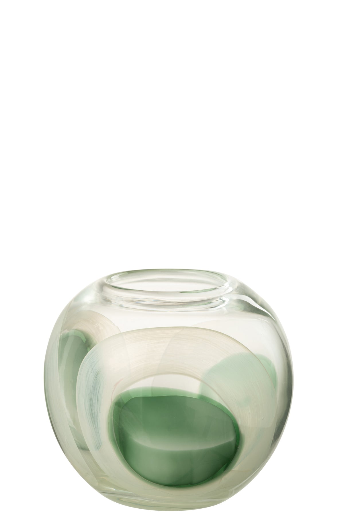 J-Line vaas Livy - glas - groen/wit/transparant - medium - Ø 20 cm