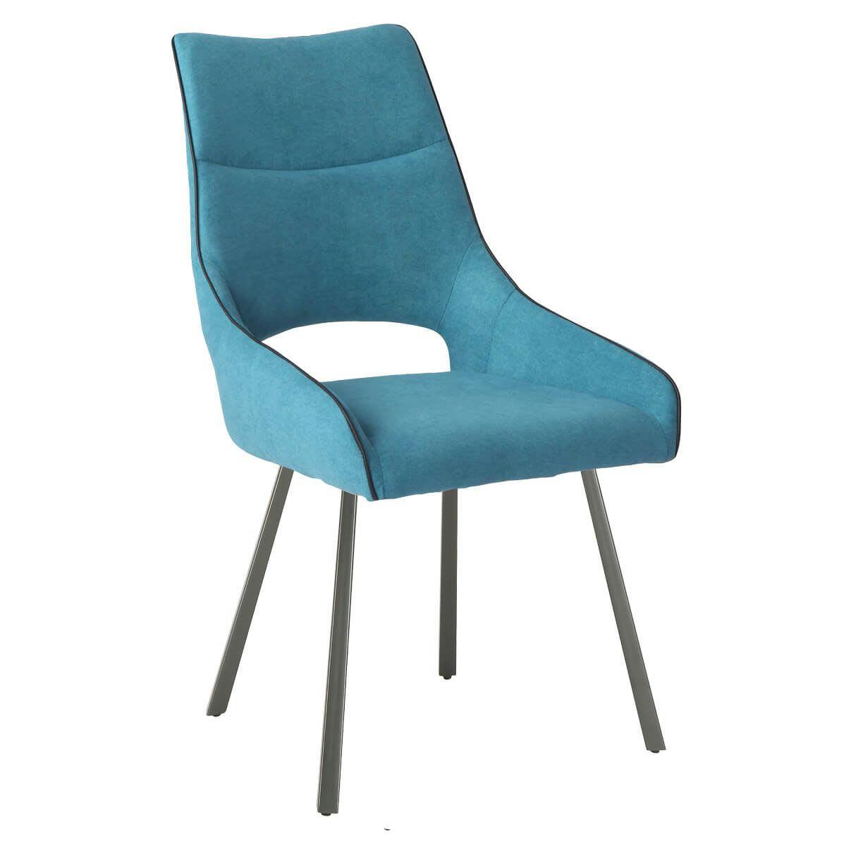 AMADO - Lot  de 2 chaises tissu coloris bleu