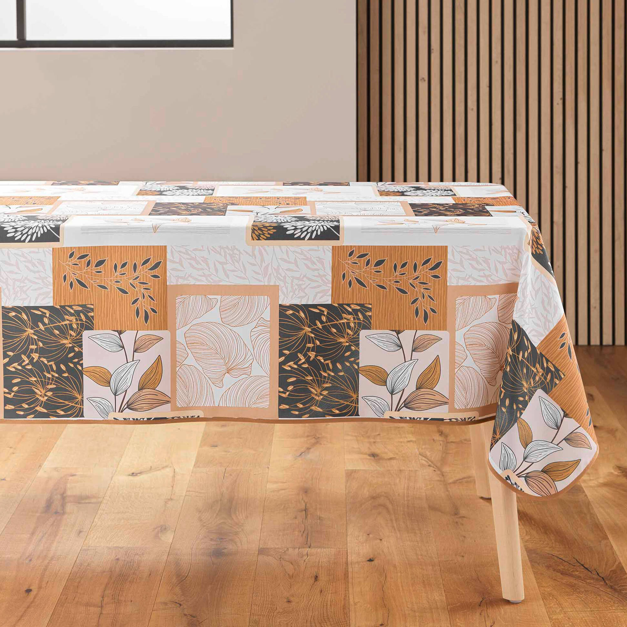 Nappe imprimé patchwork feuilles entretien facile