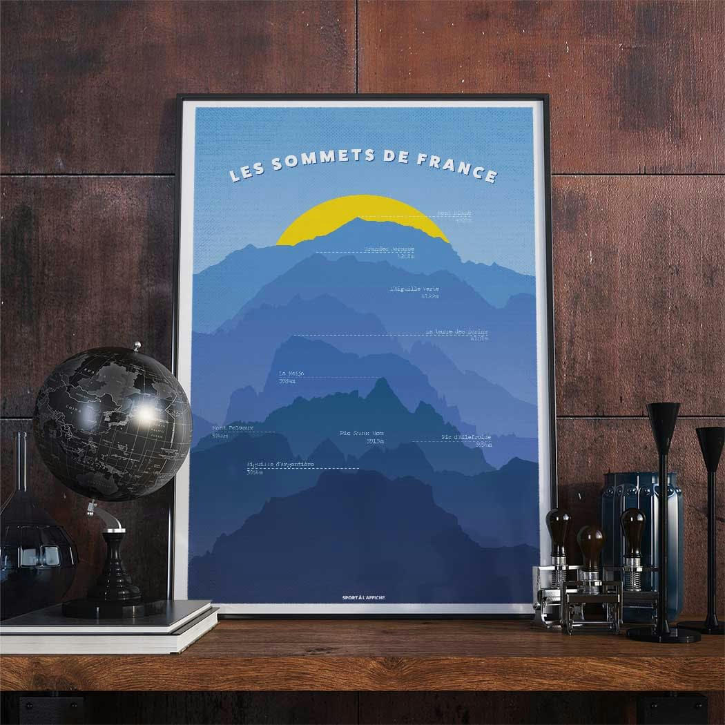 ALPINISME - Affiche Alpinisme - Affiche des Sommets Mythiques Français 40x60 cm