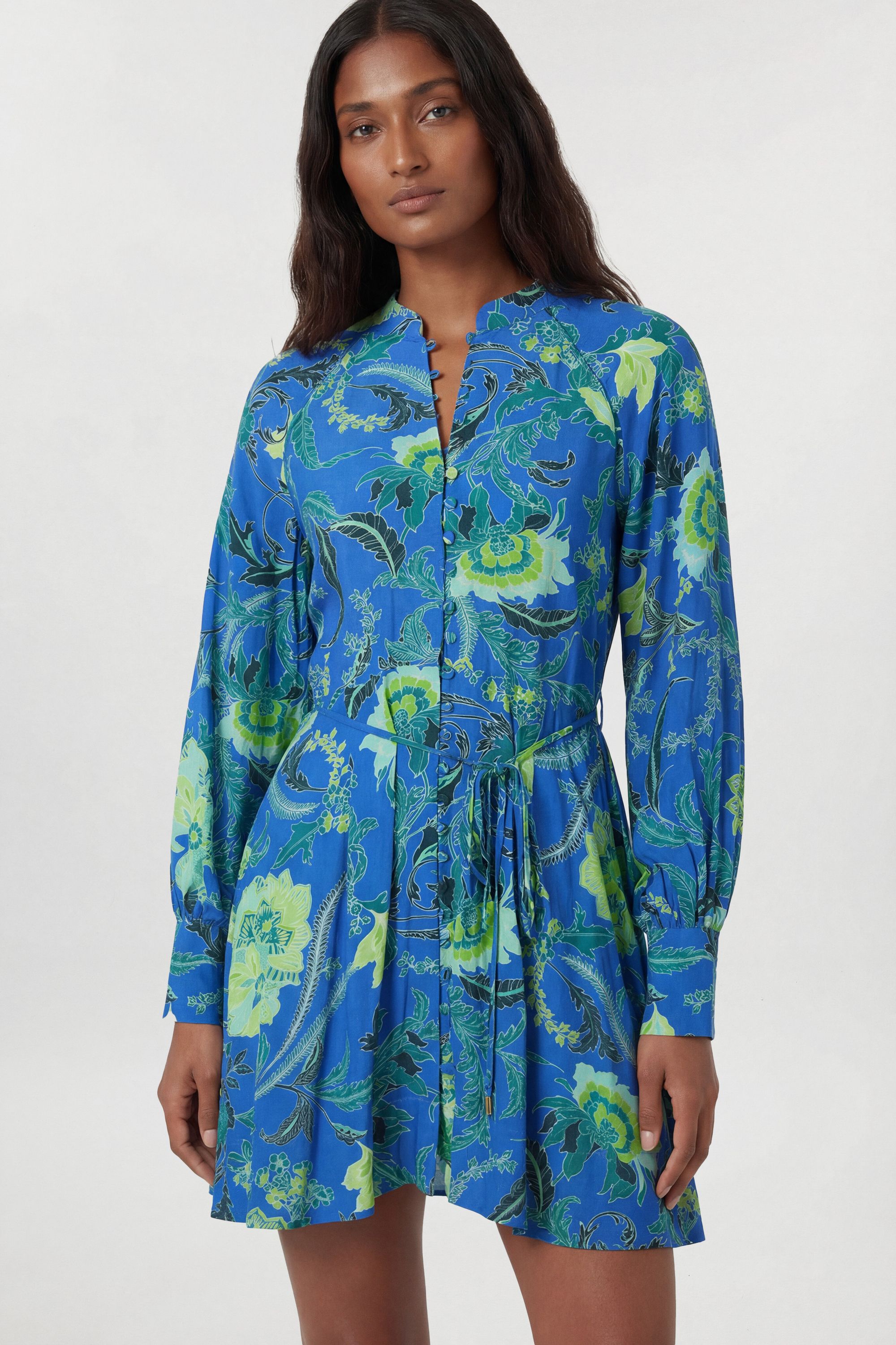 KarenMillen Viscose Woven Cobalt Floral Mini Dress