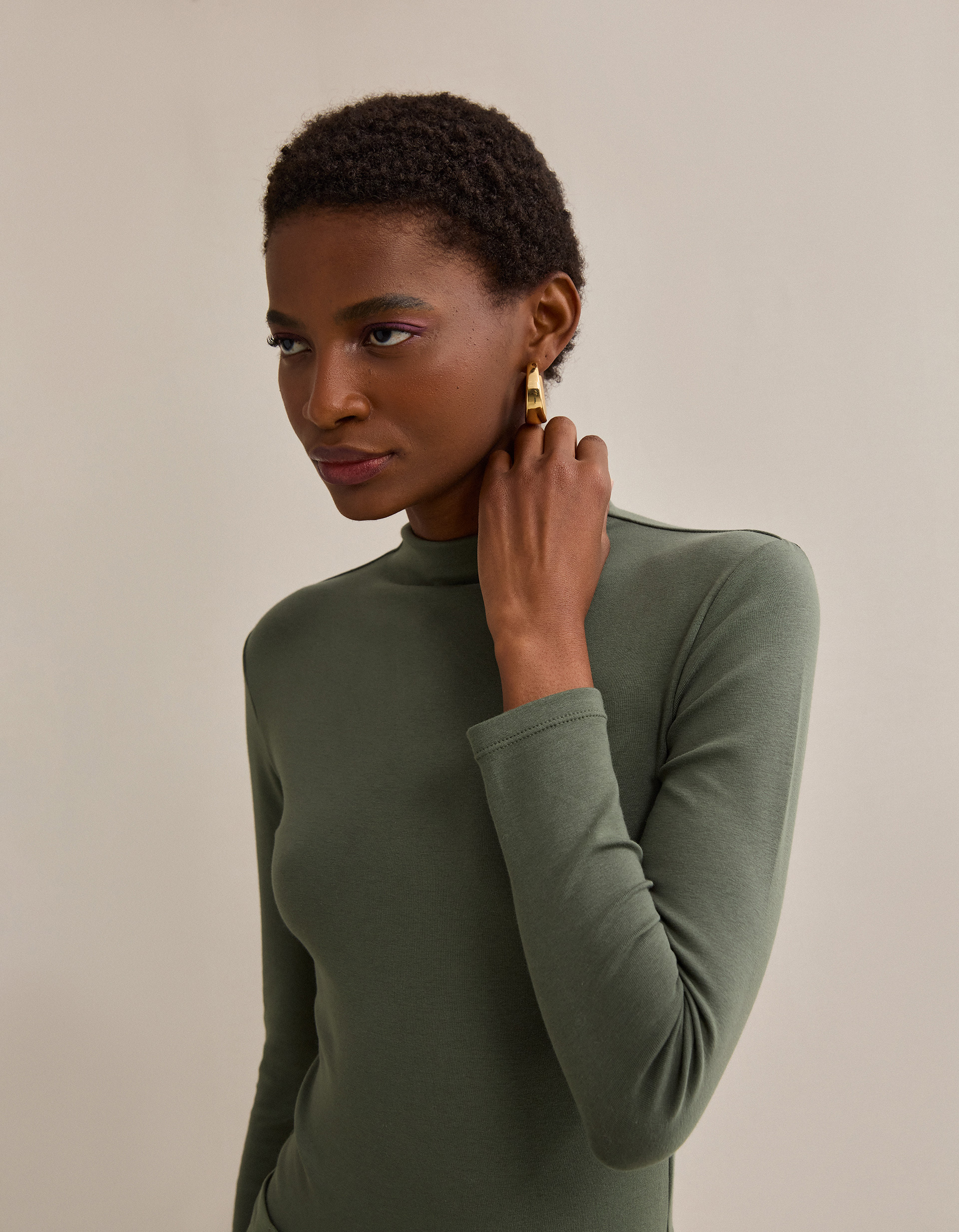 Body de Manga Comprida, Mulher, Verde Escuro