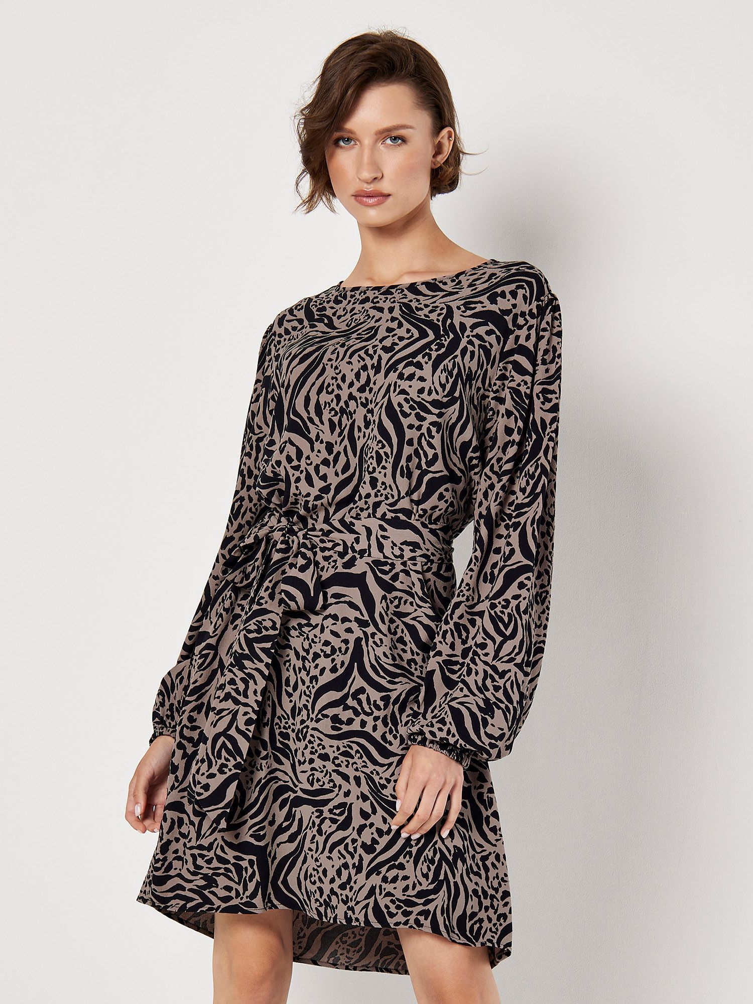 Apricot Mixed Animal Print Shift Mini Dress