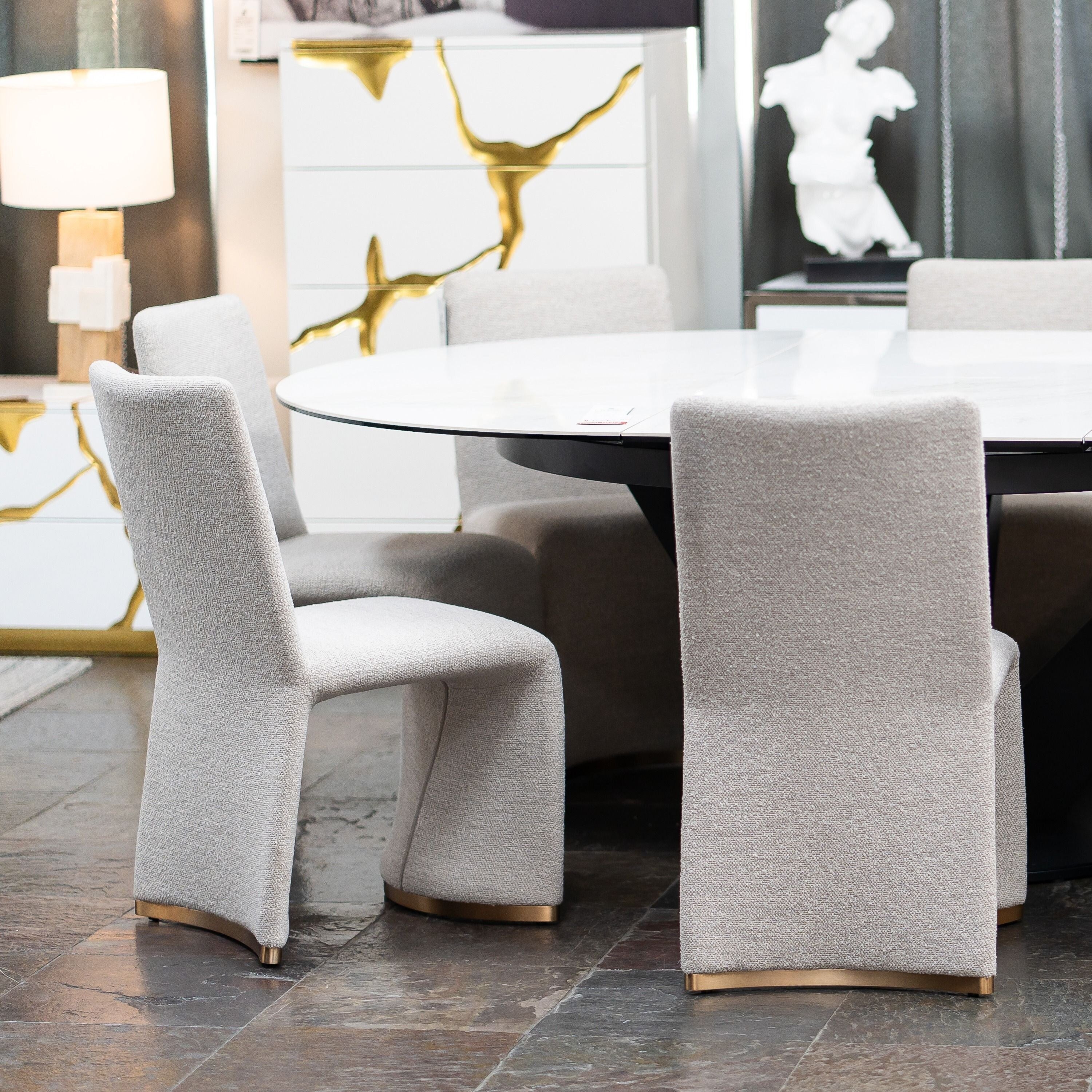 Modrest Kenda Contemporary Grey and Brushed Gold Dining Chair (Set of 2)