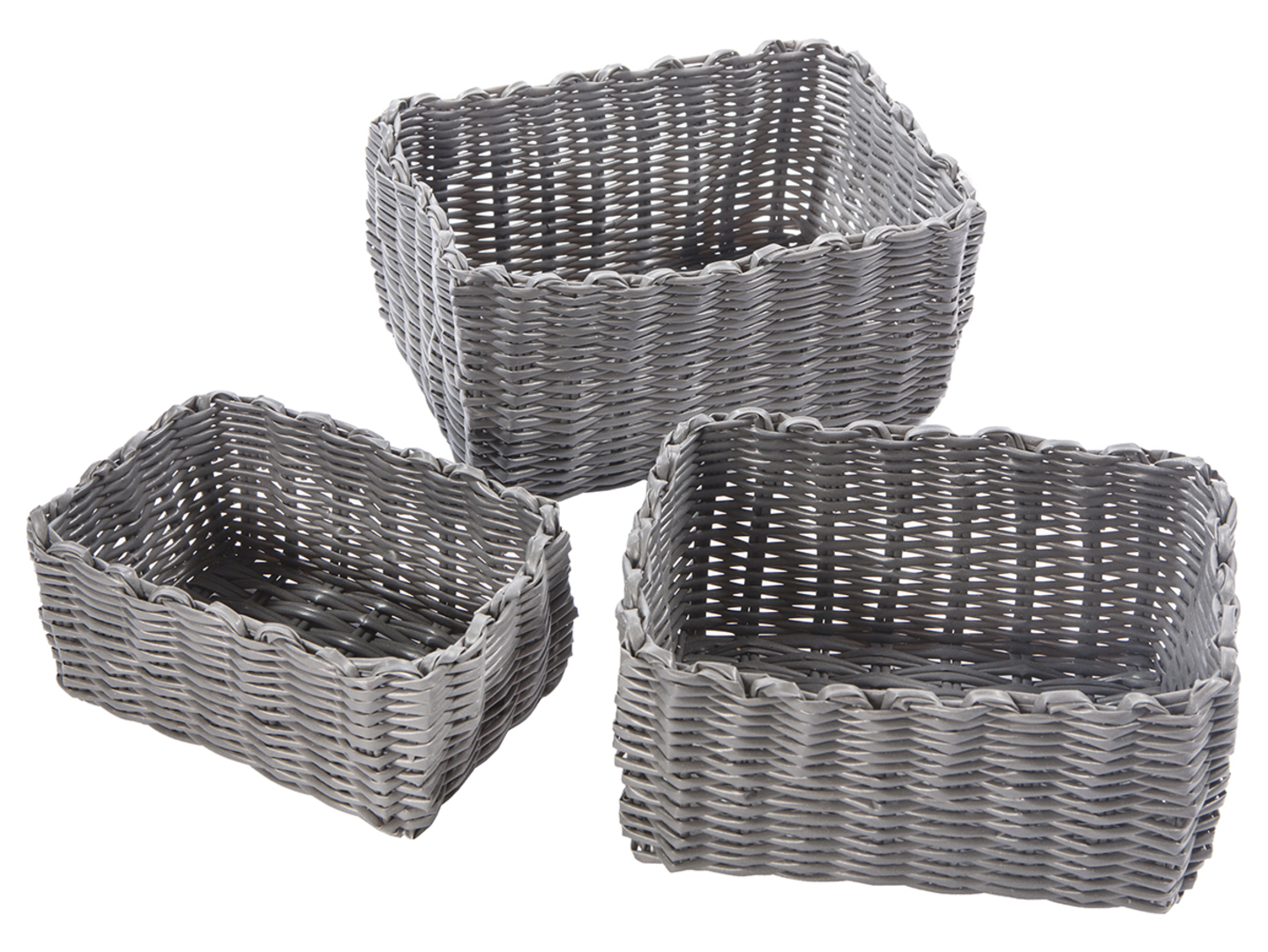 Komplet plastikowych koszyków 3 szt. szare