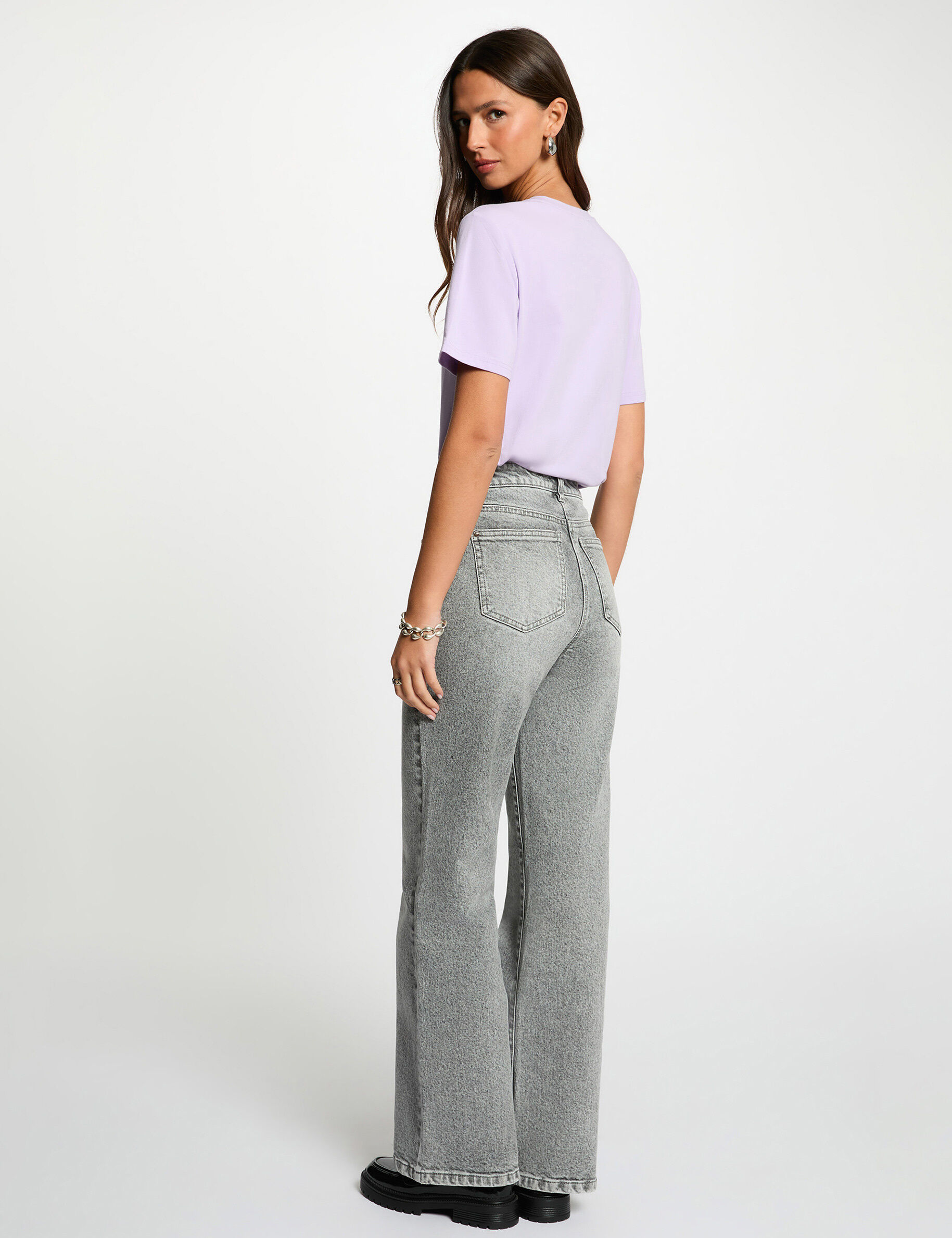 Short-Sleeve T-Shirt With Rhinestones Mauve Women